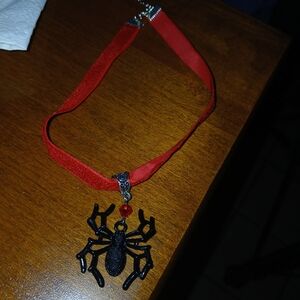 Red and Black Spider Pendant Necklace